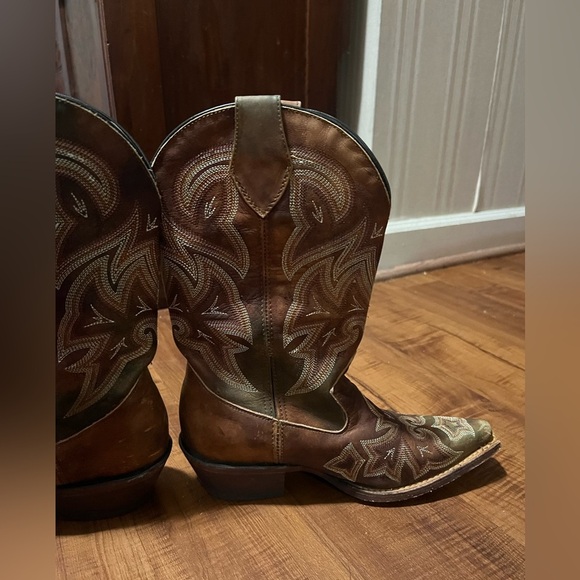 ROCKY HANDMADE Leather Western Cowgirl  Boots-Brown Size 6 - Picture 7 of 14
